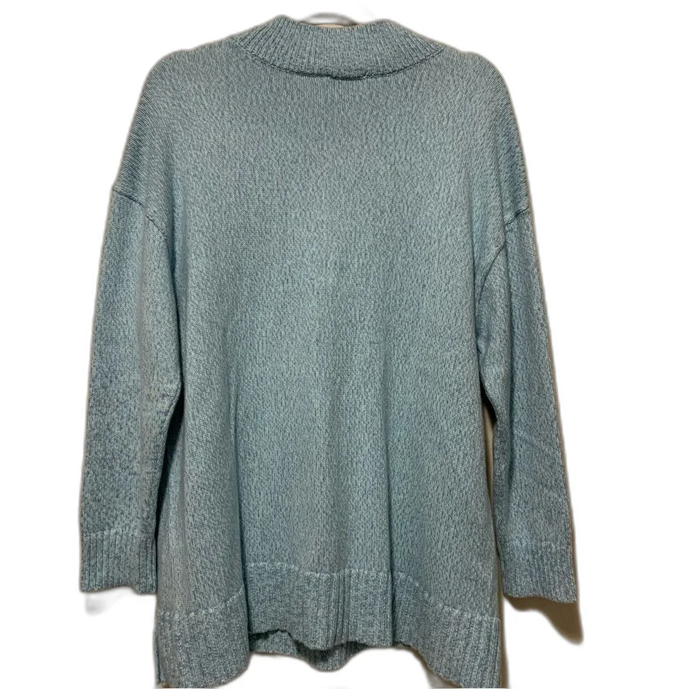 Talbots Honeycomb High Low Mock Neck Sweater blue green size 1x